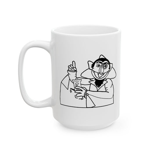 The Count Stealing Candy Outline Mug - Sesame Street Count Parody Coffee Mug