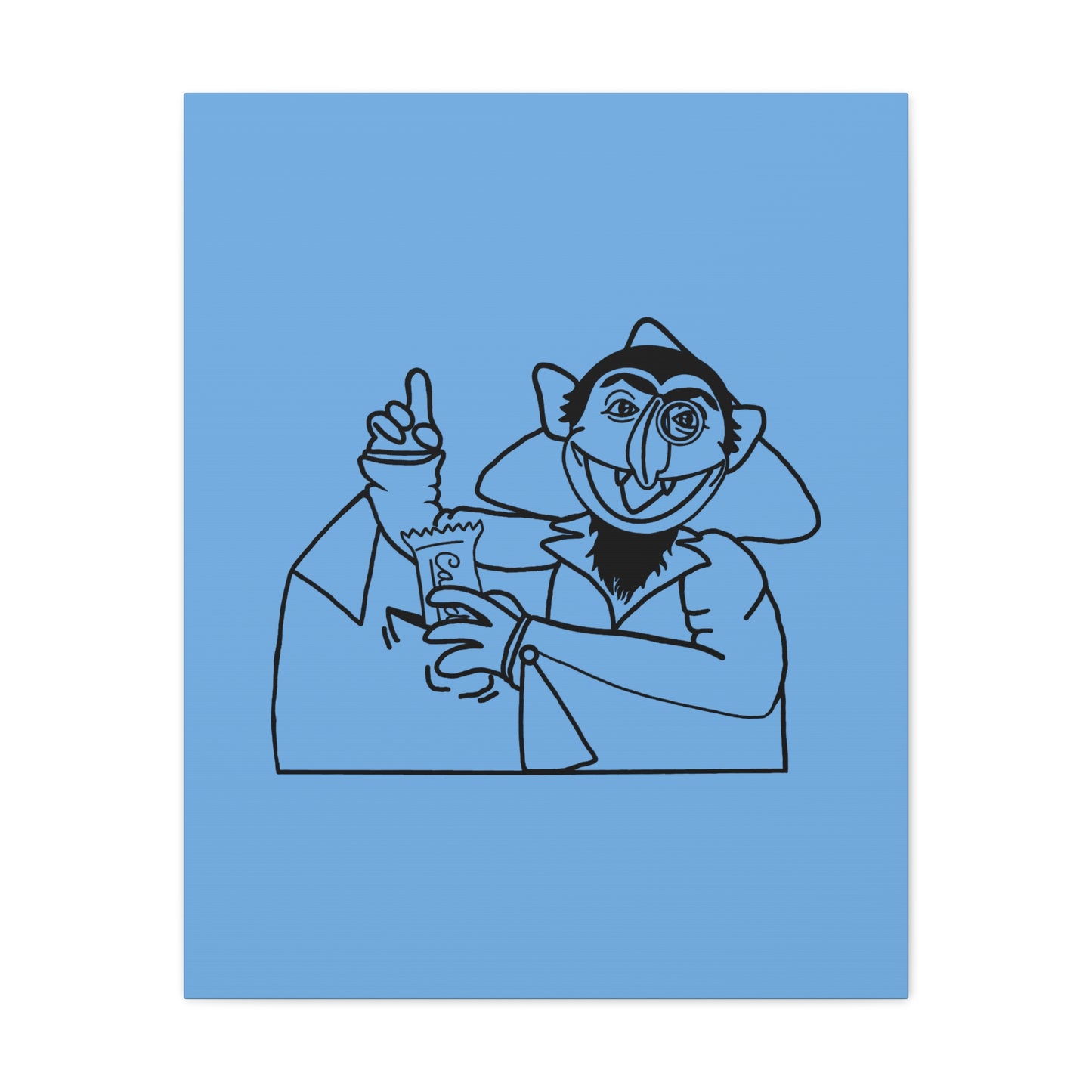 The Count Stealing Candy Outline Canvas Print Light Blue - Sesame Street The Count Parody Art