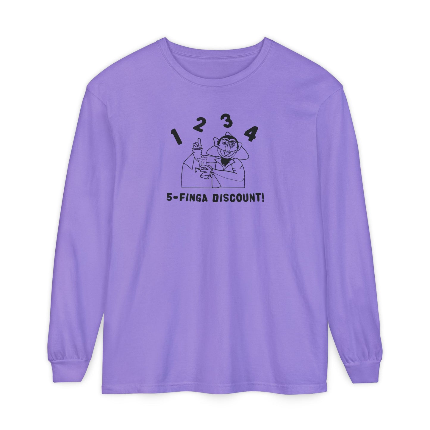Five Finger Discount Outline Long Sleeve Tee - Sesame Street The Count Parody Shirt