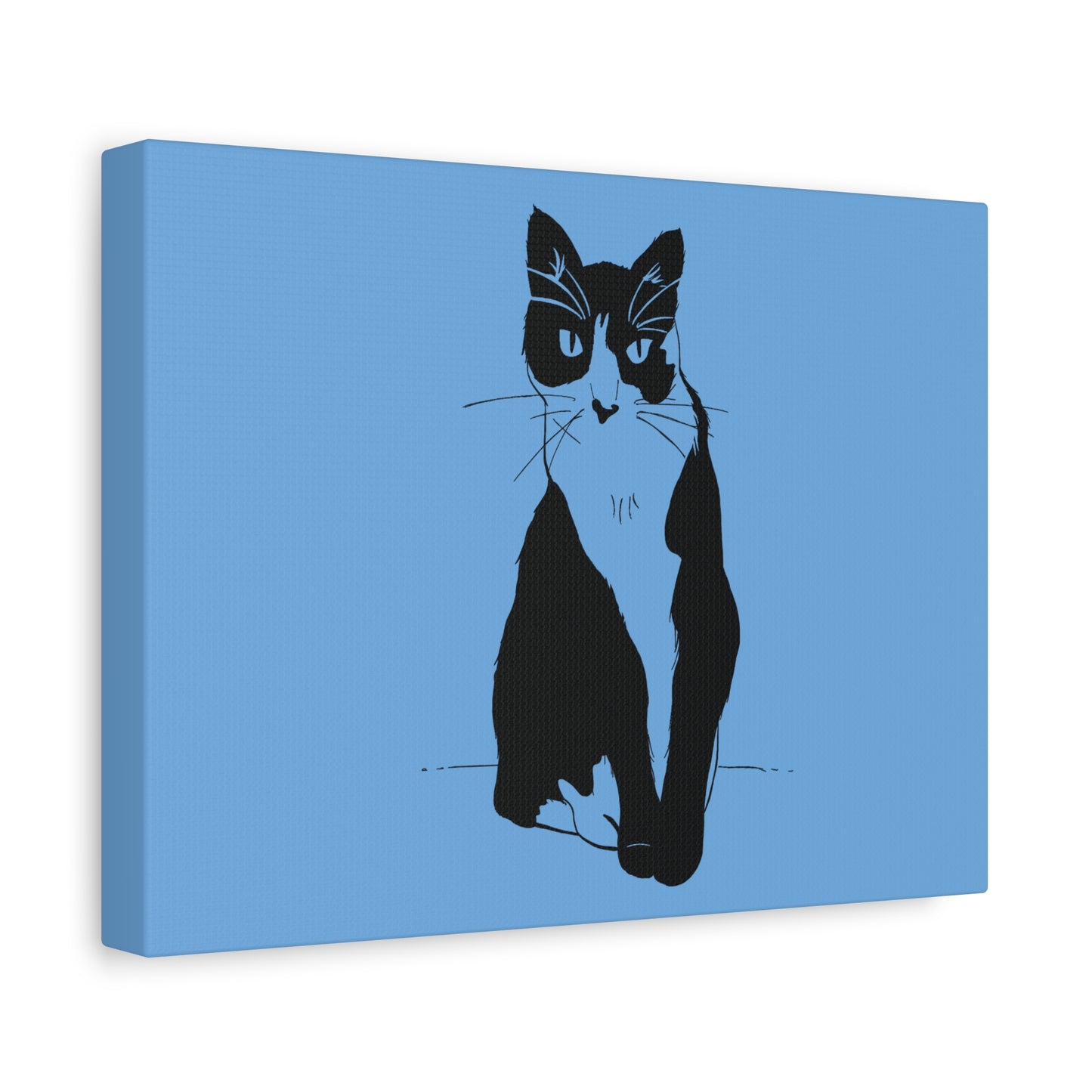 Cat Canvas Print on Light Blue (Transparent Style Cat) - Cat Drawing Art