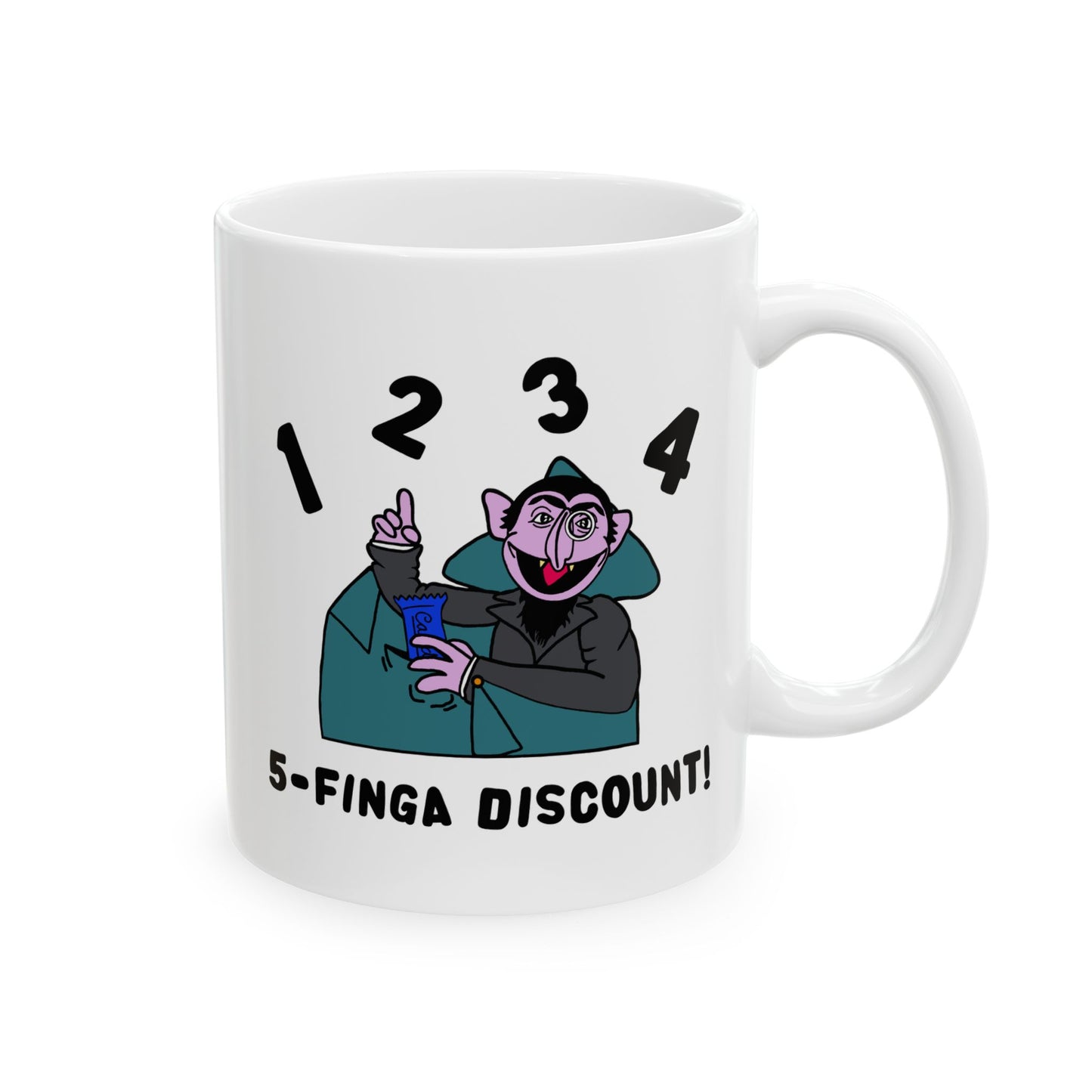Five Finger Discount Mug - Sesame Street The Count Parody Coffee Mug