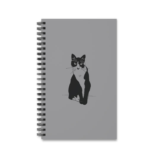 Cat Notebook in Grey (Transparent Style Cat) - Cat Spiral Notebook