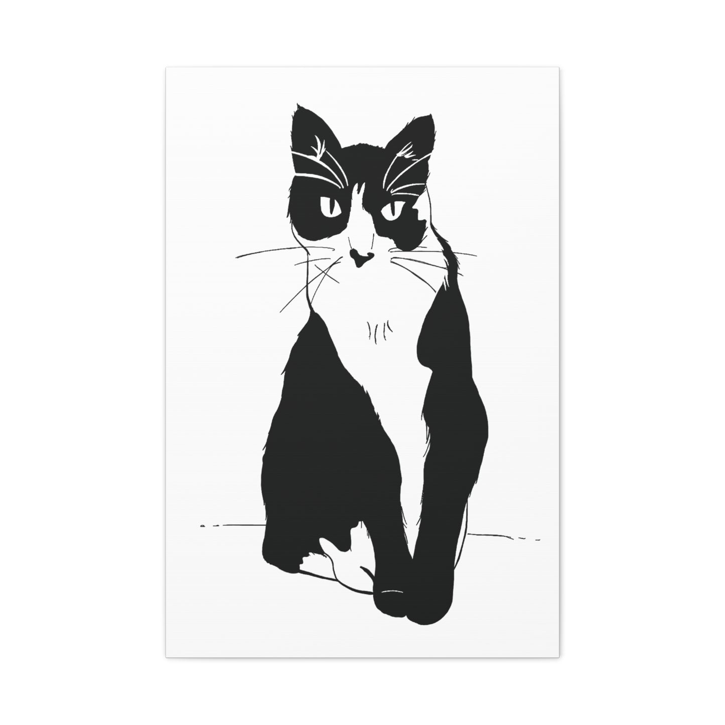 Cat Canvas Print on White (Transparent Style Cat) - Cat Drawing Art