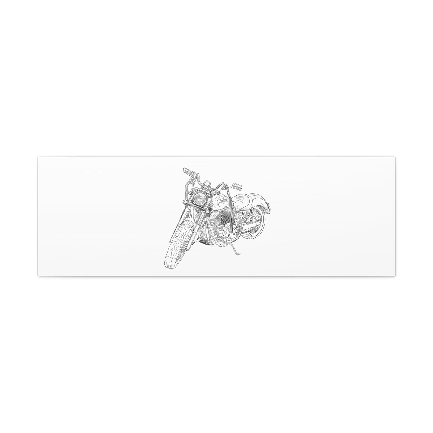 Ride Me Harley Motorcycle Sketch Canvas Print - Black Ink on White Background