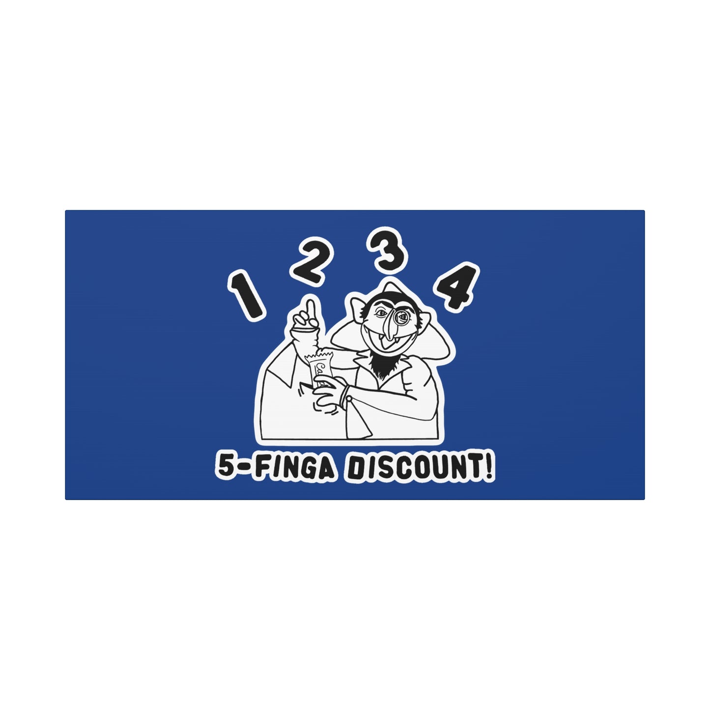 Five Finger Discount Outline Canvas Print Dark Blue - Sesame Street The Count Parody Art Print