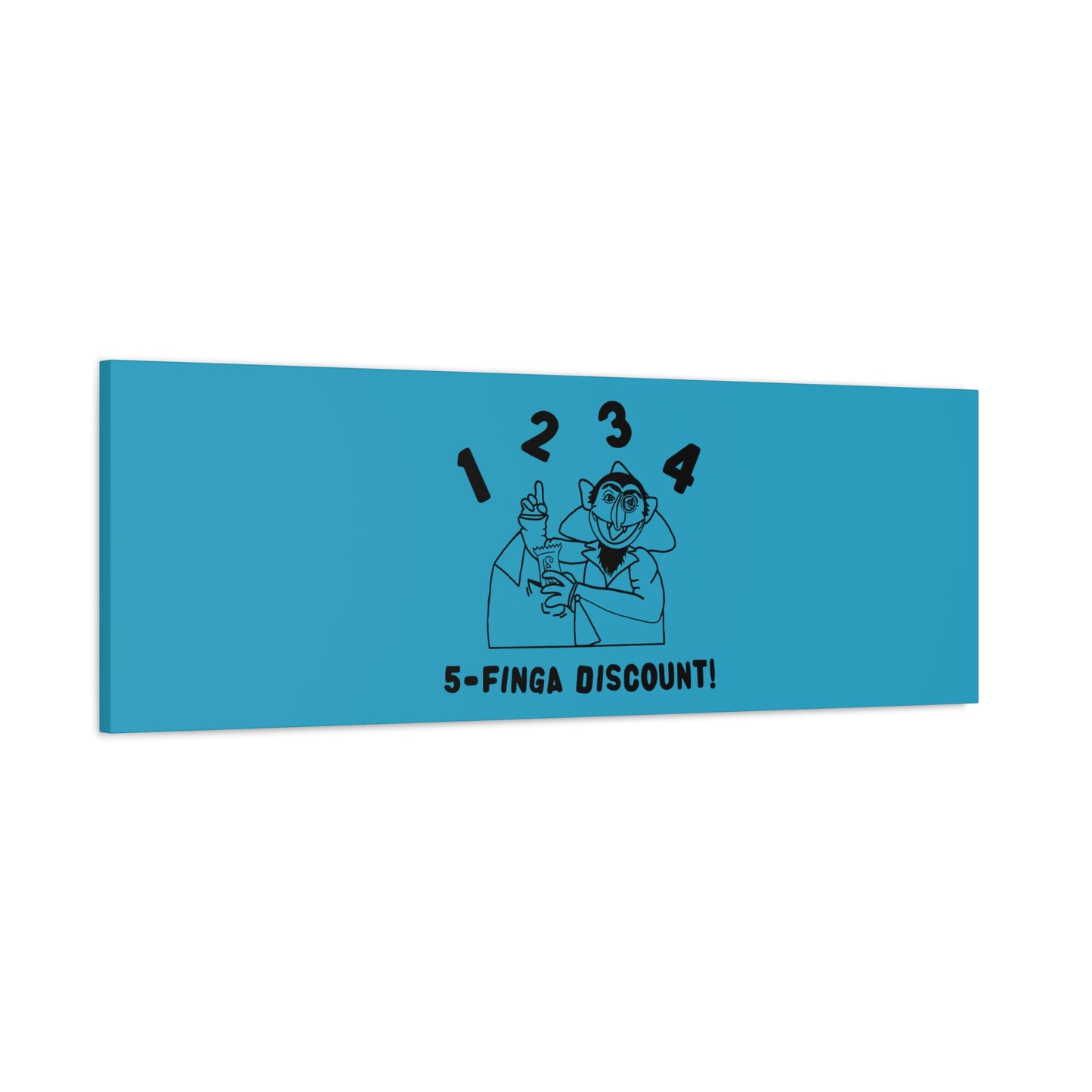 Five Finger Discount Outline Canvas Print Turquoise - Sesame Street The Count Parody Art Print