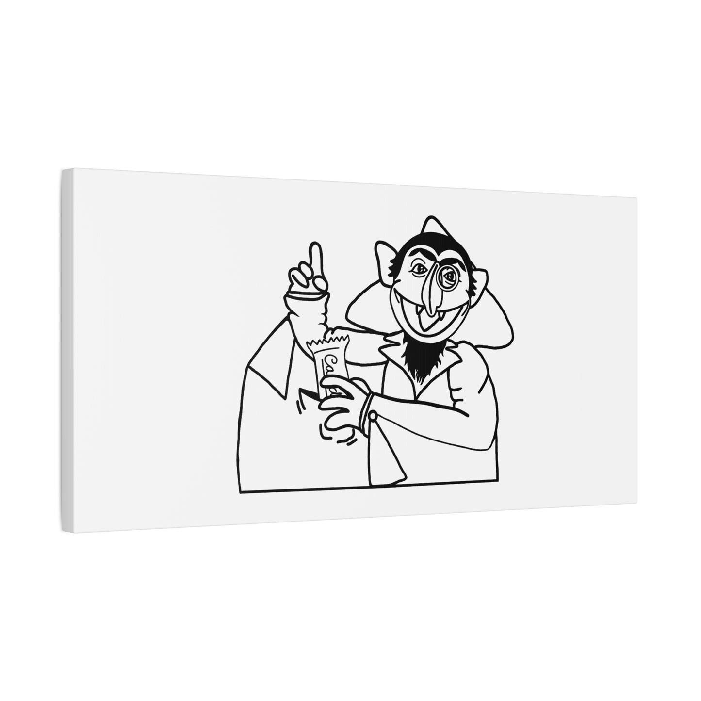 The Count Stealing Candy Outline Canvas Print White - Sesame Street The Count Parody Art