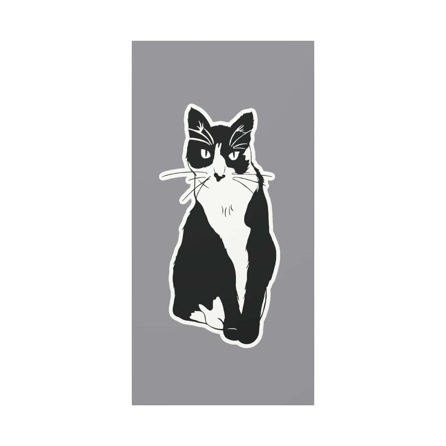 Cat Canvas Print on Grey (Sticker Style Cat) - Cat Drawing Wall Art