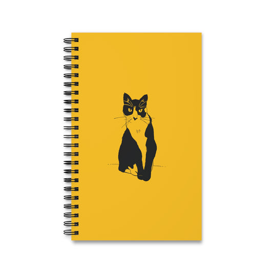 Cat Notebook in Yellow (Transparent Style Cat) - Cat Spiral Notebook