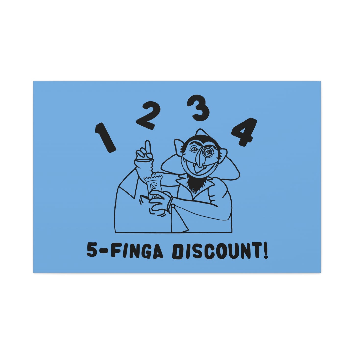 Five Finger Discount Outline Canvas Print Light Blue - Sesame Street The Count Parody Art Print