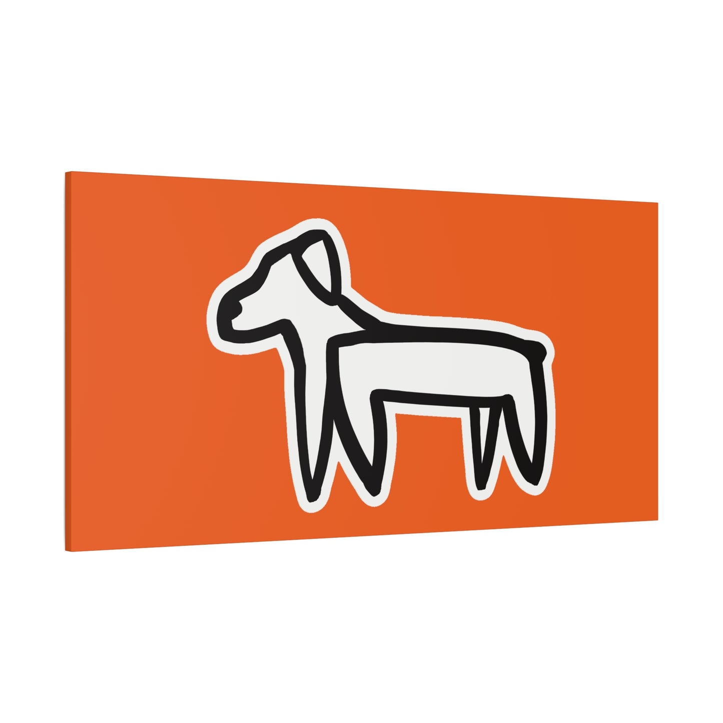 Dog Canvas Print on Orange (Sticker Style White Dog) - Dog Art Print