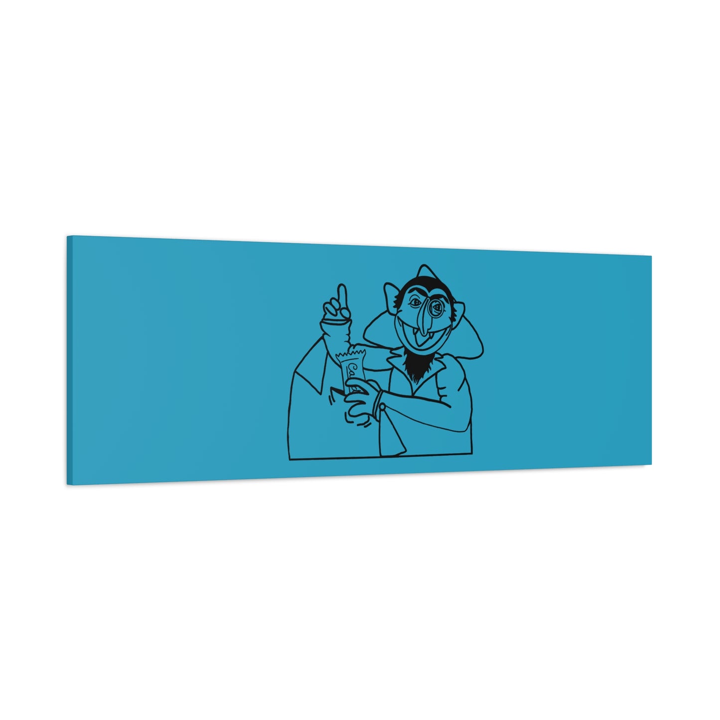 The Count Stealing Candy Outline Canvas Print Turquoise - Sesame Street The Count Art Print