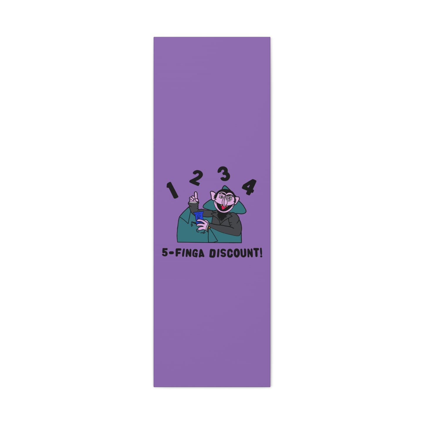 Five Finger Discount Canvas Print Light Purple - Sesame Street The Count Parody Art Print