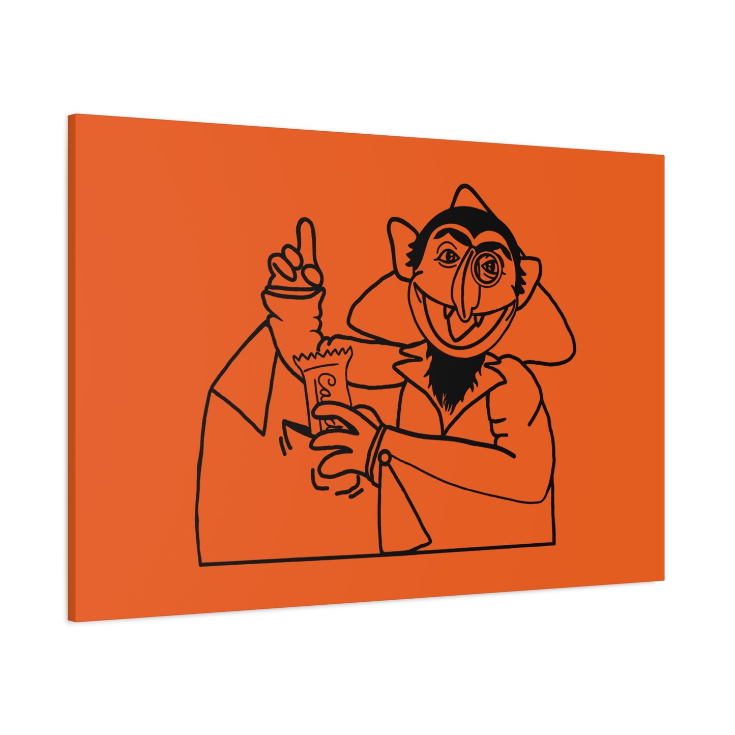 The Count Stealing Candy Outline Canvas Print Orange - Sesame Street The Count Parody Art Print