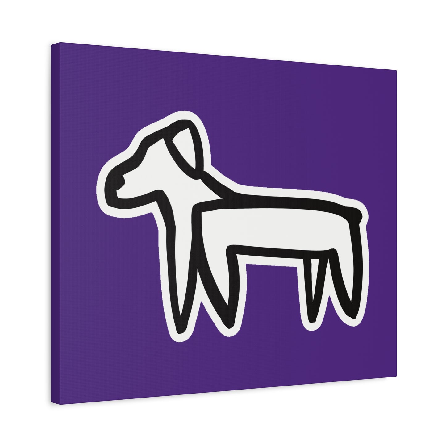 Dog Canvas Print on Purple (Sticker Style White Dog) - Dog Art Print