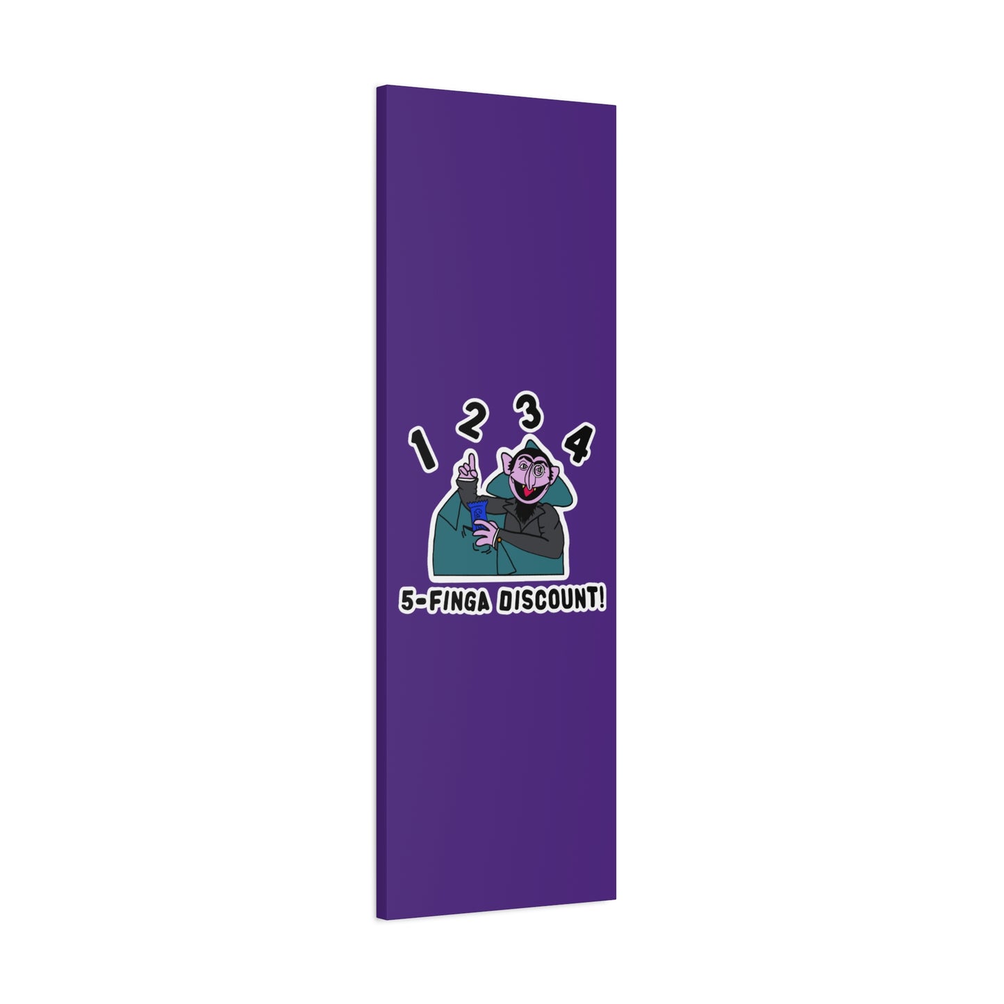 Five Finger Discount Canvas Print Light Purple - Sesame Street The Count Parody Art Print