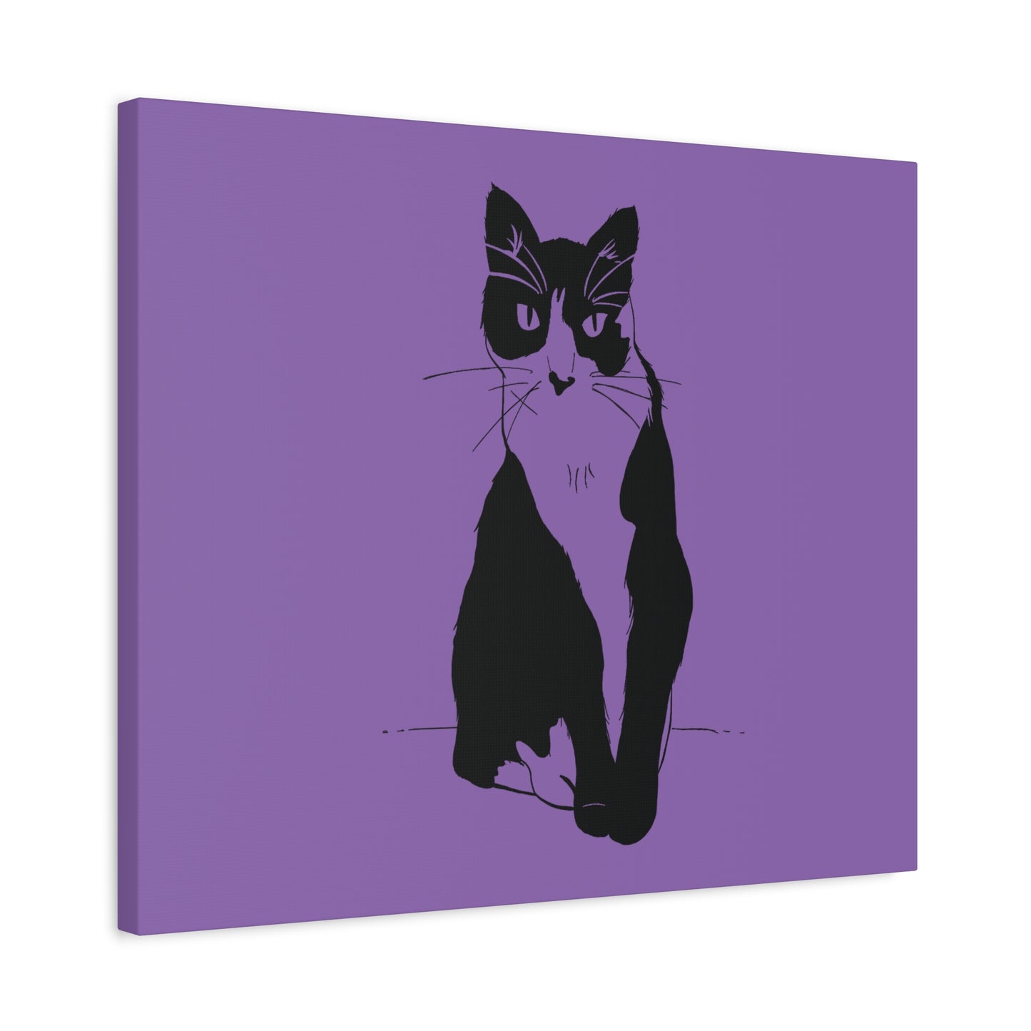 Cat Canvas Print on Purple (Transparent Style Cat) - Cat Drawing Art