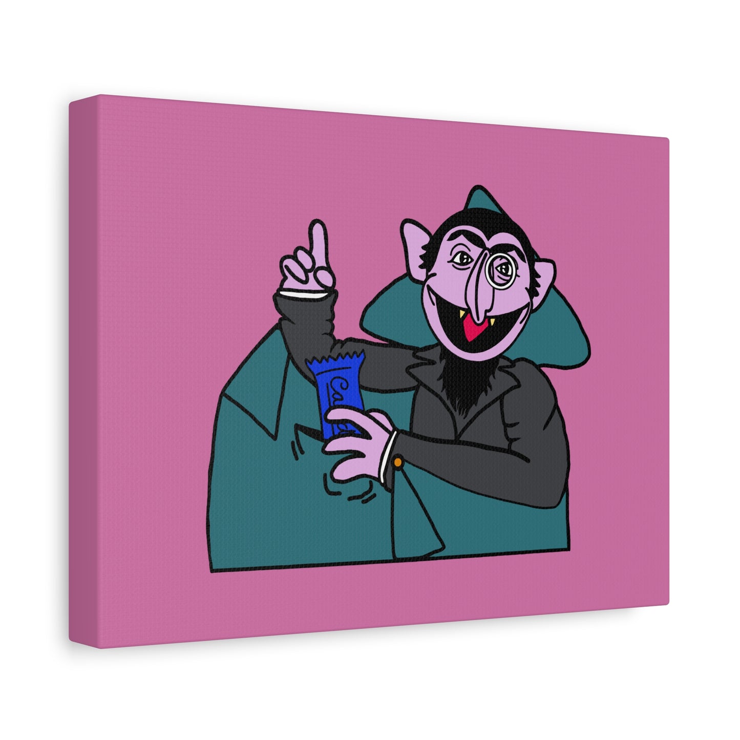 The Count Stealing Candy Canvas Print Light Pink - Sesame Street The Count Parody Art