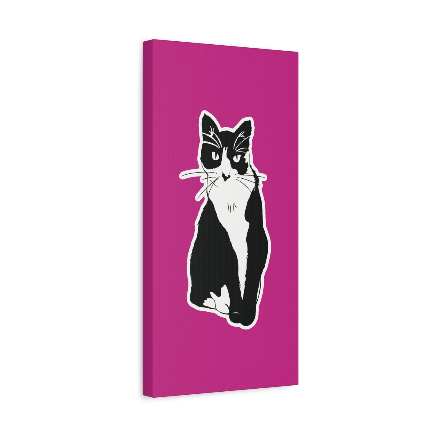 Cat Canvas on Pink (Sticker Style Cat) - Cat Drawing Art