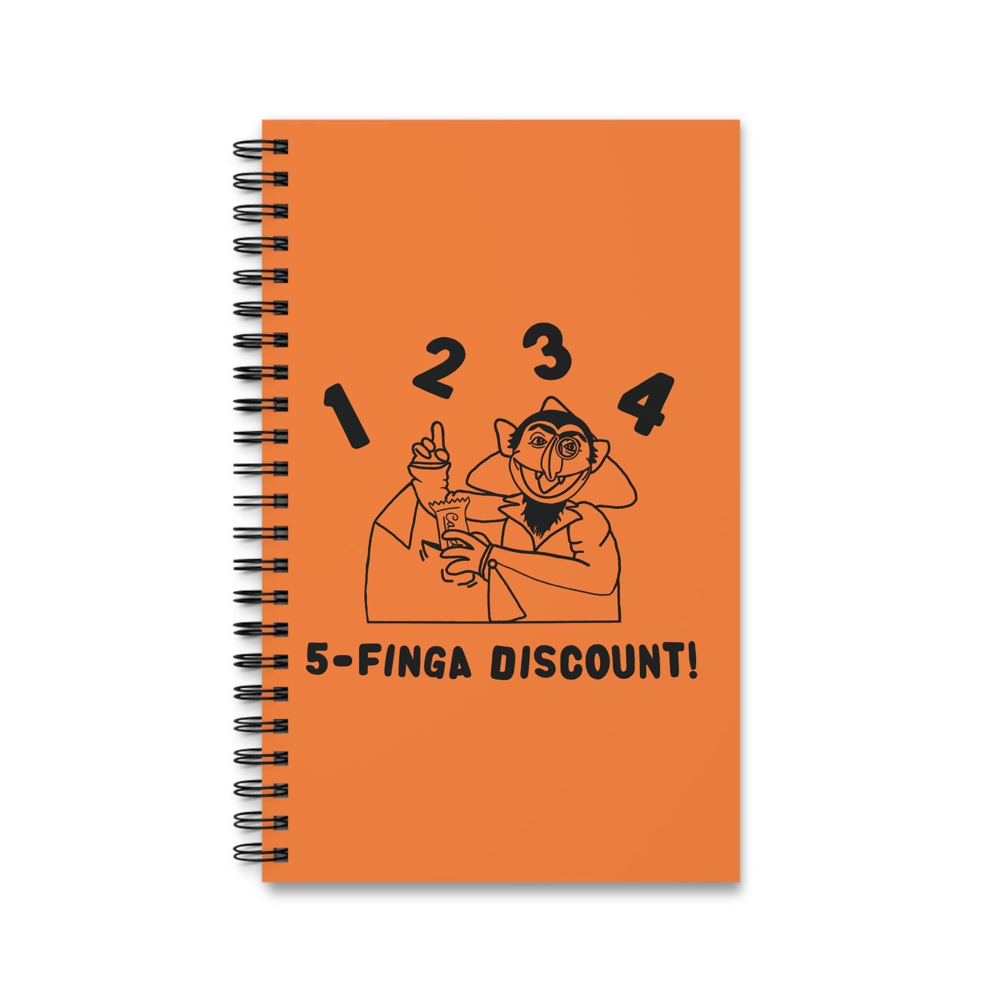 Five Finger Discount Outline Notebook Light Orange - Sesame Street The Count Parody Spiral Notebook