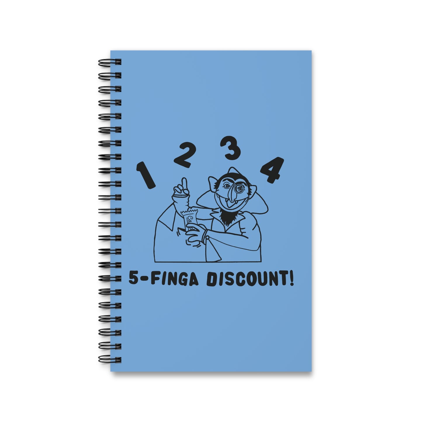 Five Finger Discount Outline Notebook Light Blue - Sesame Street Parody The Count Spiral Notebook