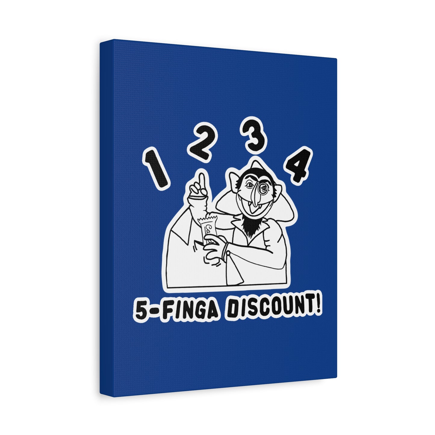 Five Finger Discount Outline Canvas Print Dark Blue - Sesame Street The Count Parody Art Print