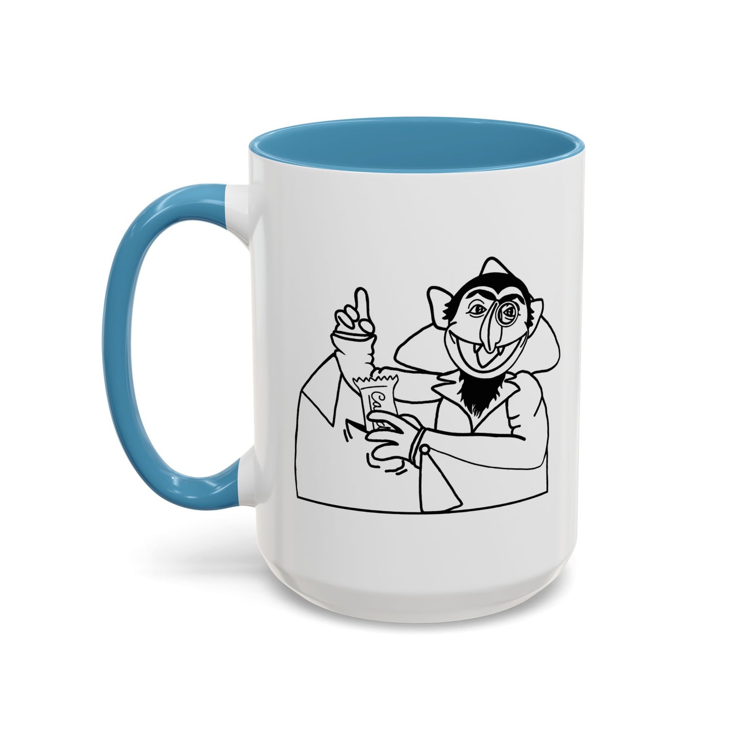 The Count Stealing Candy Outline Accent Mug - Sesame Street The Count Parody Coffee Mug