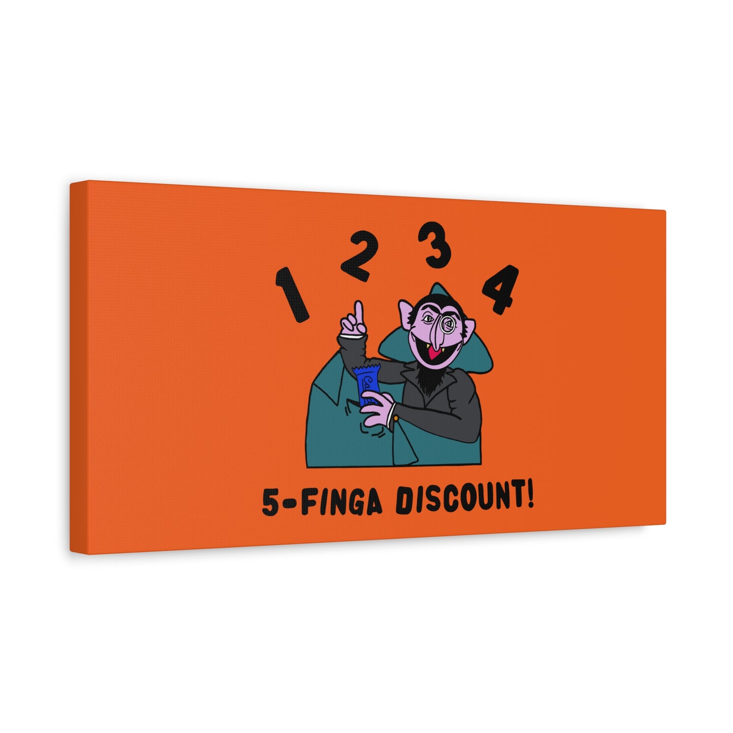 Five Finger Discount Canvas Print Orange - Sesame Street The Count Parody Art Print