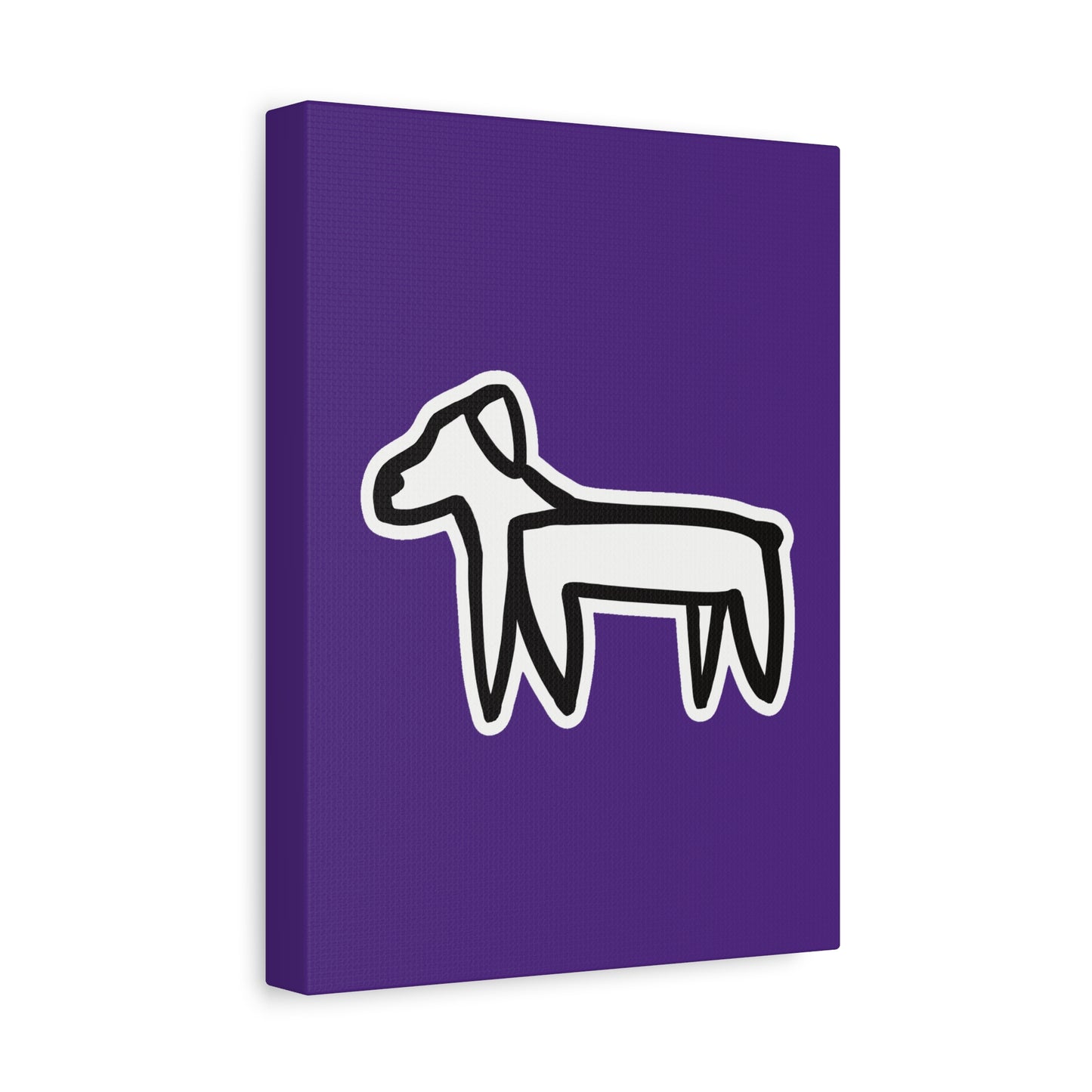 Dog Canvas Print on Purple (Sticker Style White Dog) - Dog Art Print