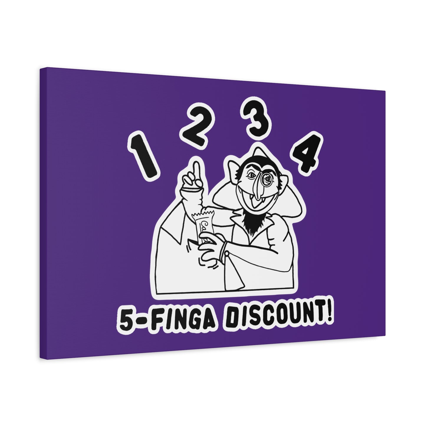 Five Finger Discount Outline Canvas Print Purple - Sesame Street The Count Parody Art Print