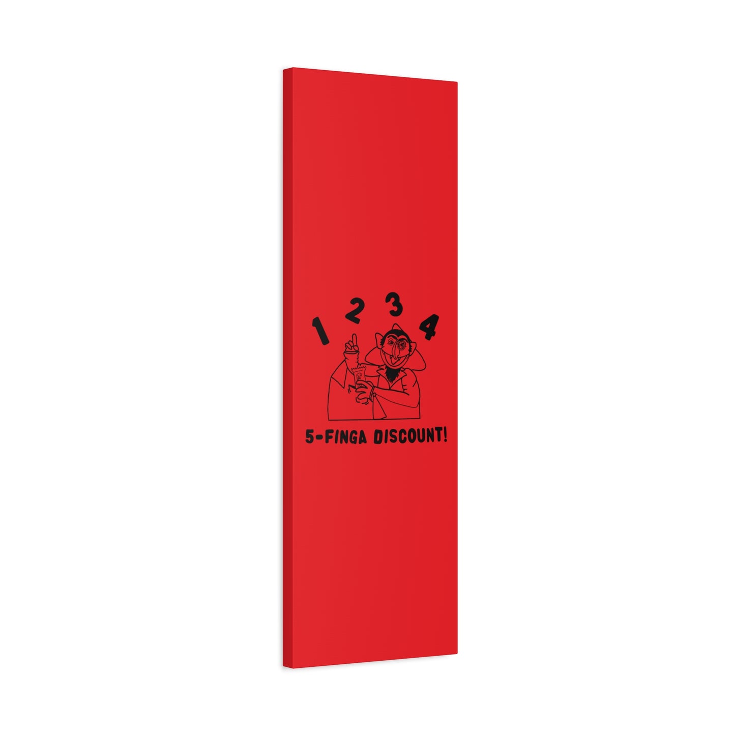 Five Finger Discount Outline Canvas Print Red - Sesame Street The Count Parody Art Print