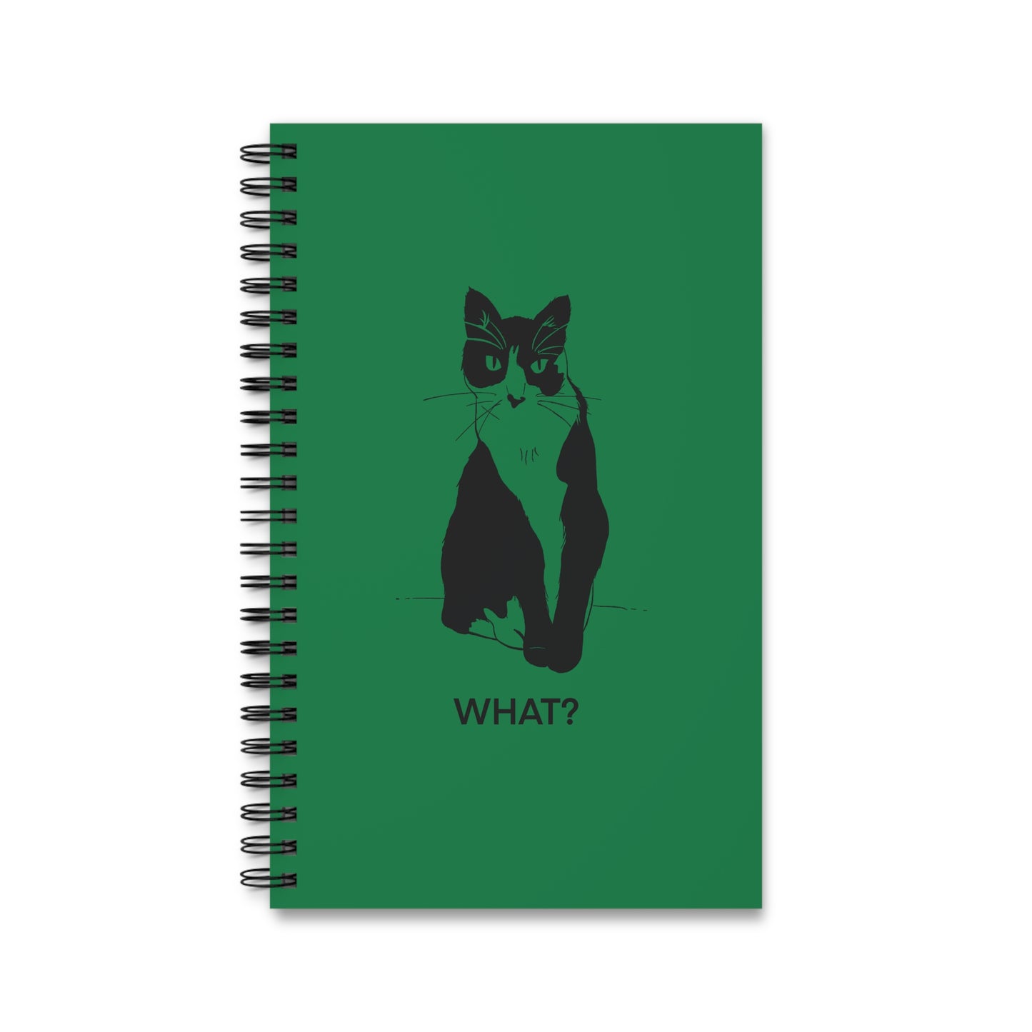 Cattitude Notebook in Dark Green (Transparent Style Cat) - Cat Spiral Notebook