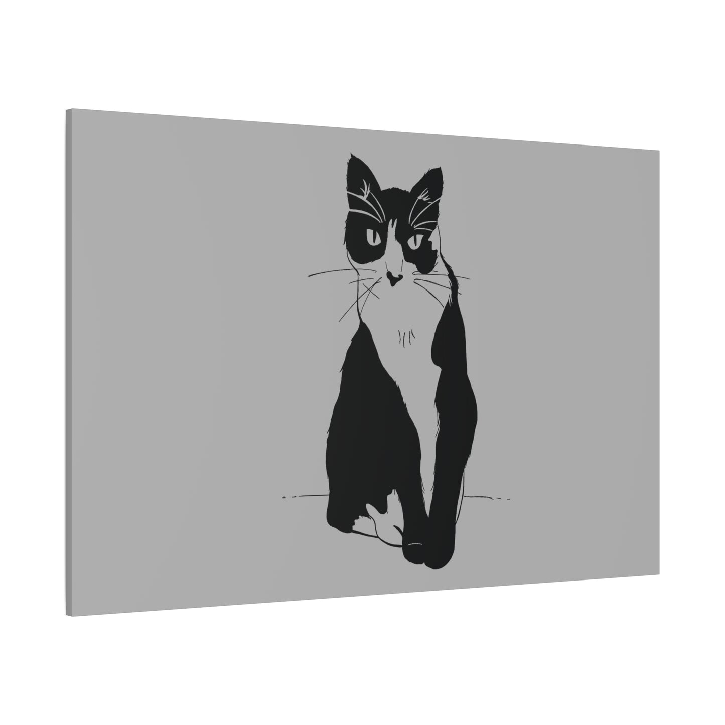Cat Canvas Print on Grey (Transparent Style Cat) - Cat Drawing Art