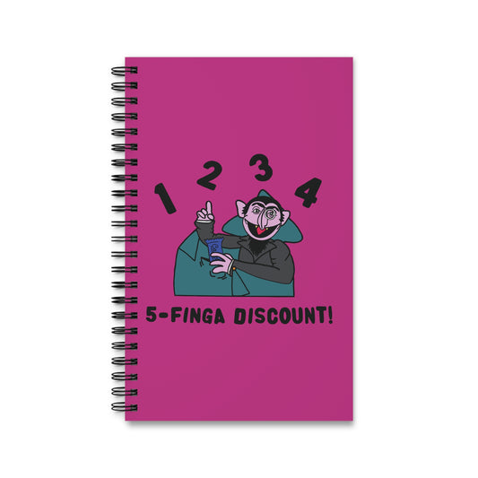 Five Finger Discount Notebook Pink - Sesame Street The Count Parody Notebook