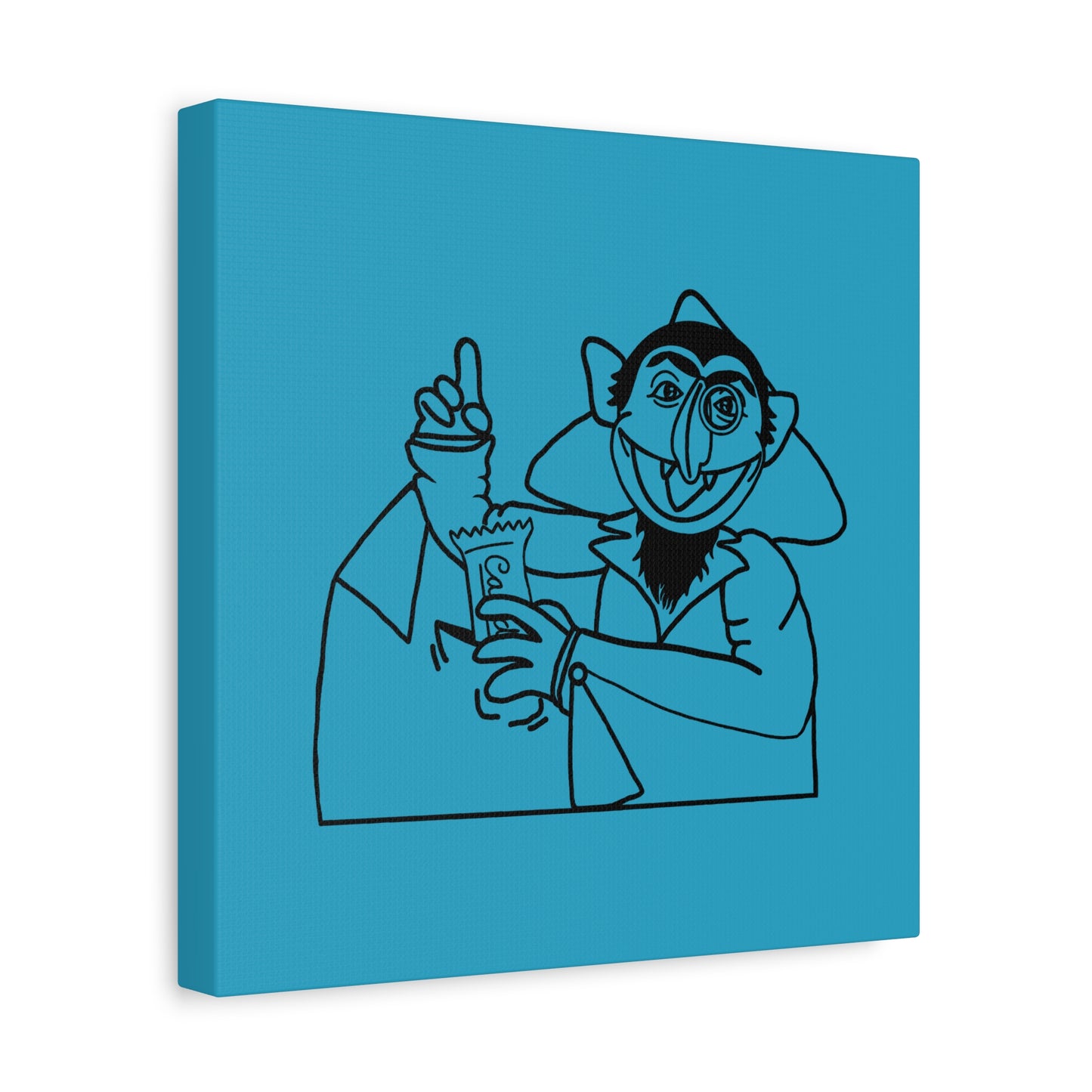 The Count Stealing Candy Outline Canvas Print Turquoise - Sesame Street The Count Art Print