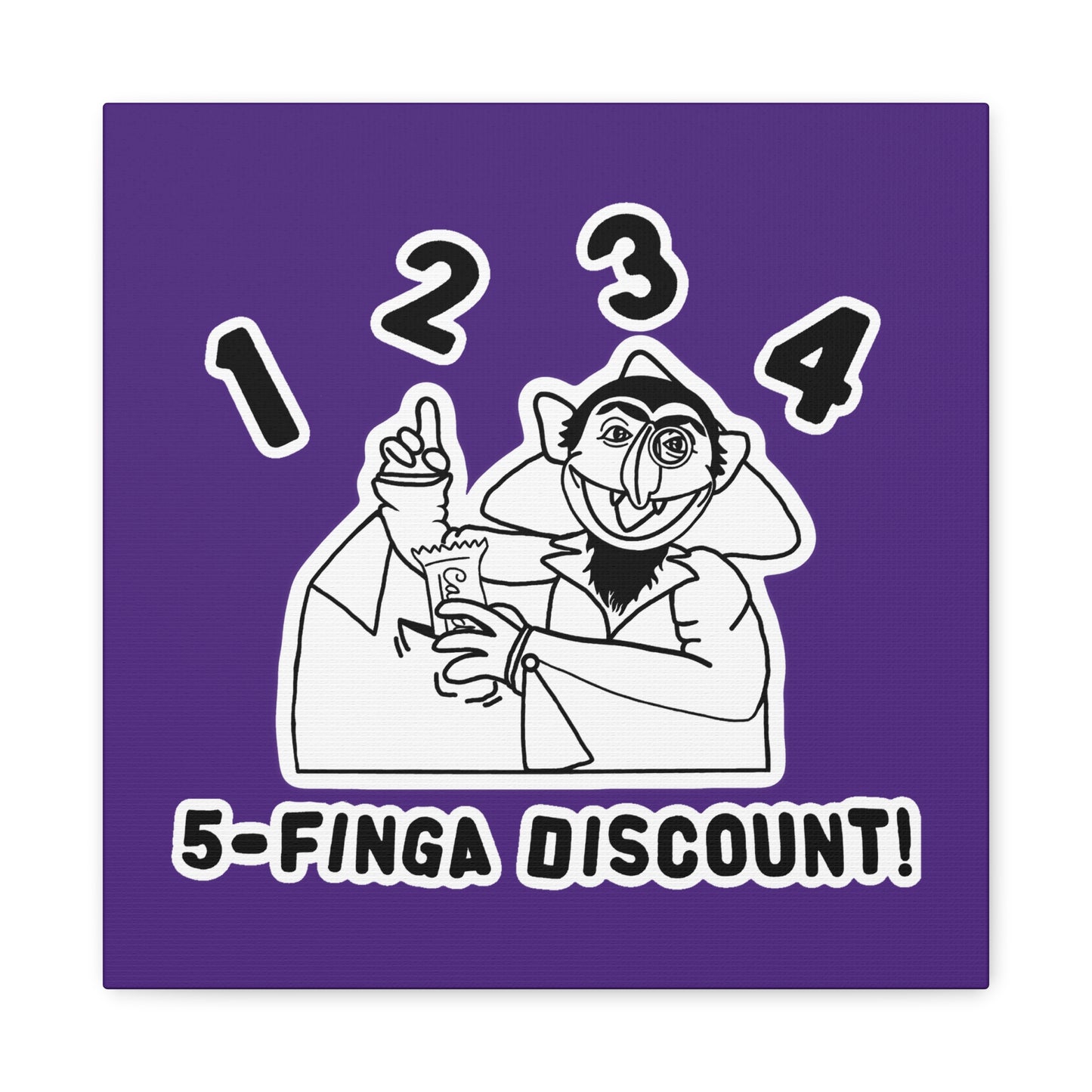 Five Finger Discount Outline Canvas Print Purple - Sesame Street The Count Parody Art Print