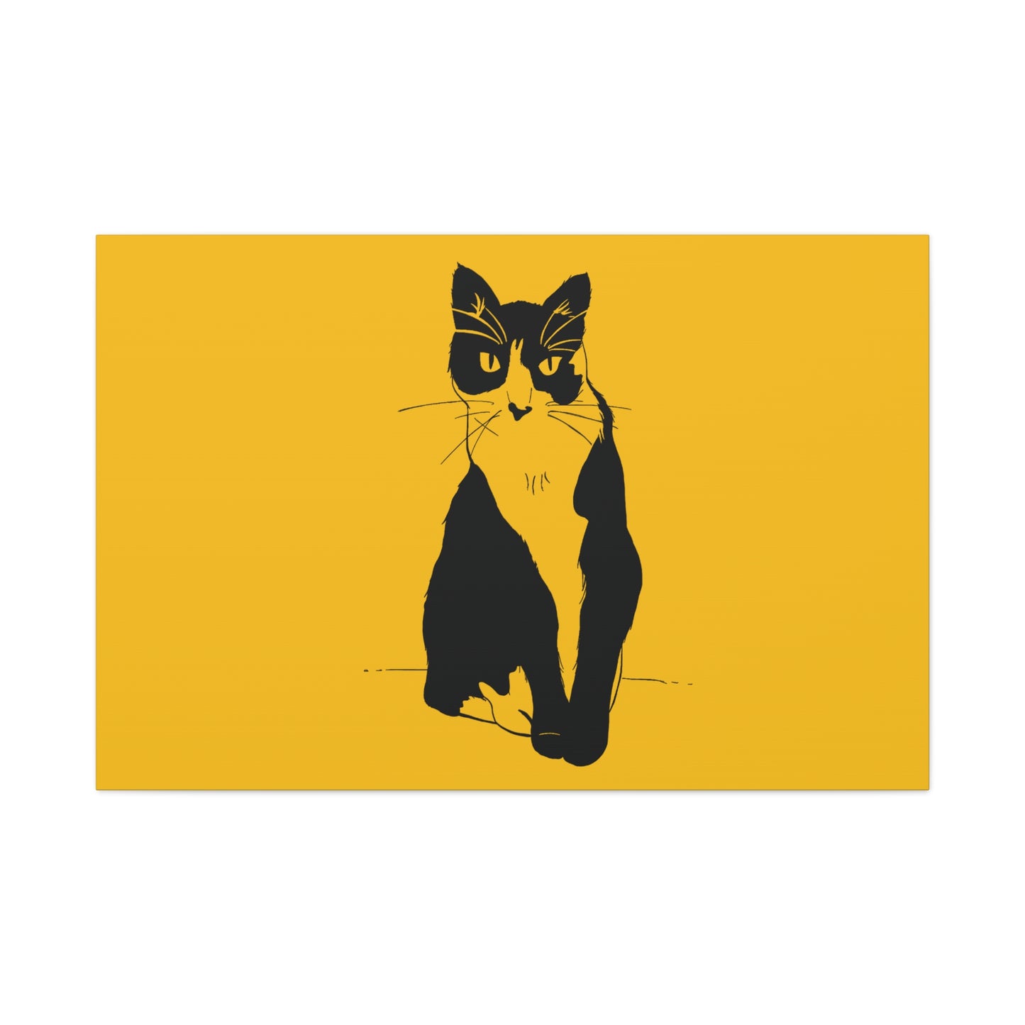 Cat Canvas Print on Yellow (Transparent Style Cat) - Cat Drawing Art