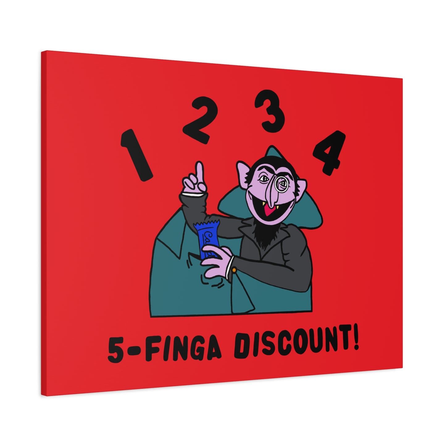 Five Finger Discount Canvas Print Red - Sesame Street The Count Parody Art Print