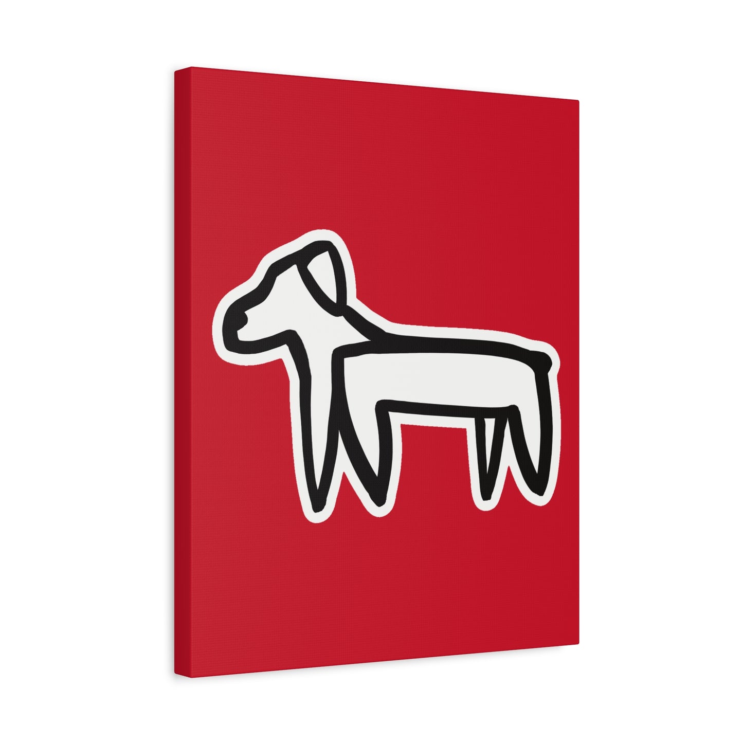 Dog Canvas Print on Red (Sticker Style White Dog) - Dog Art Print
