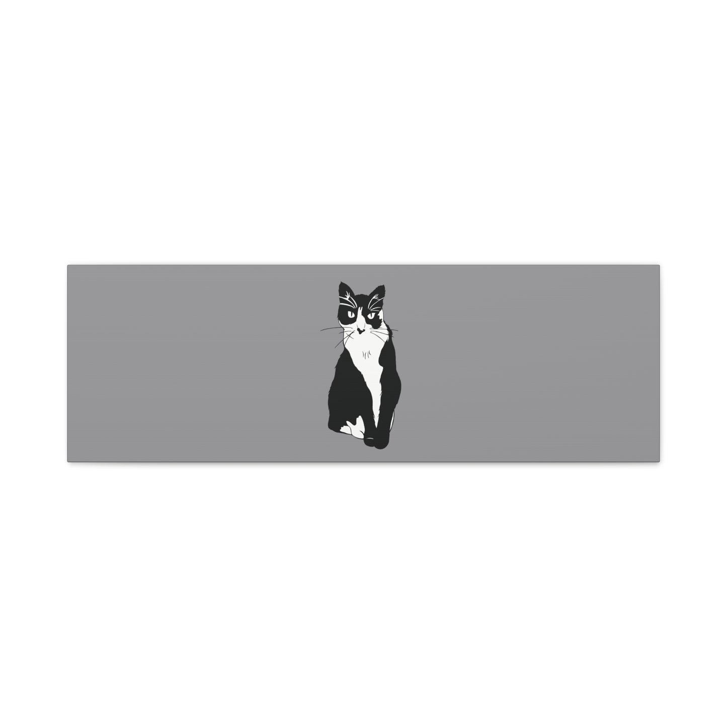 Cat Canvas on Grey (B&W Style Cat) - Cat Drawing Art