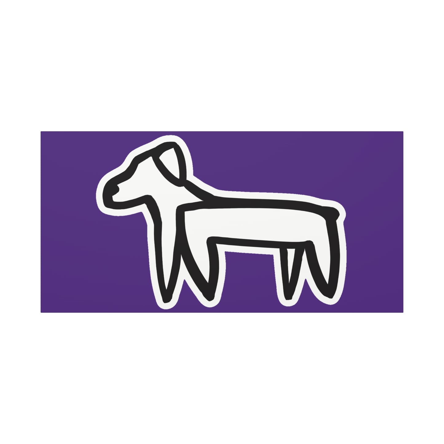 Dog Canvas Print on Purple (Sticker Style White Dog) - Dog Art Print