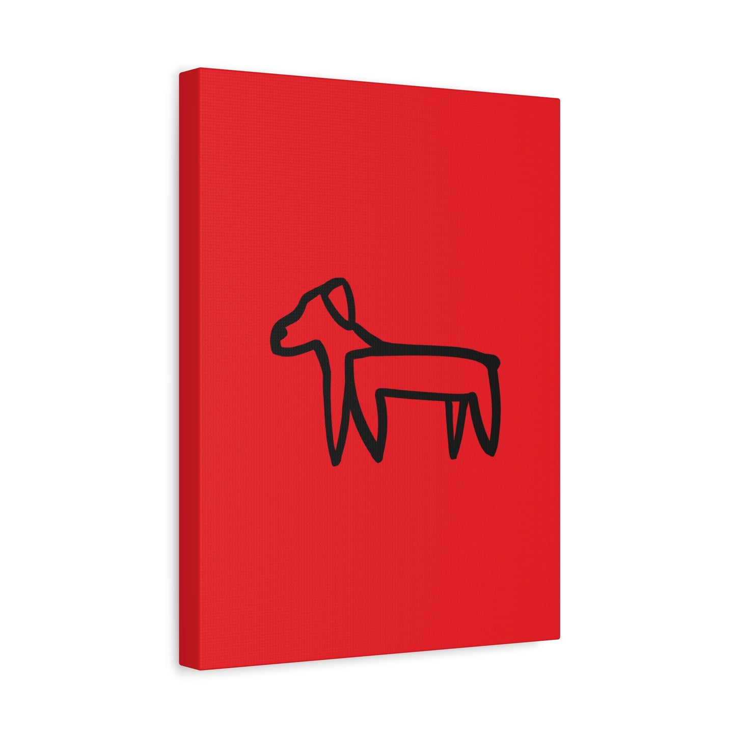 Dog Canvas Print on Red (Transparent Style Black Dog) - Dog Drawing Canvas