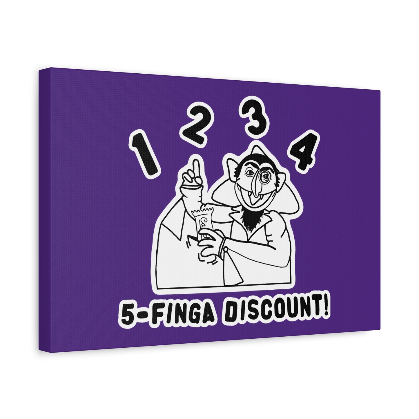 Five Finger Discount Outline Canvas Print Purple - Sesame Street The Count Parody Art Print