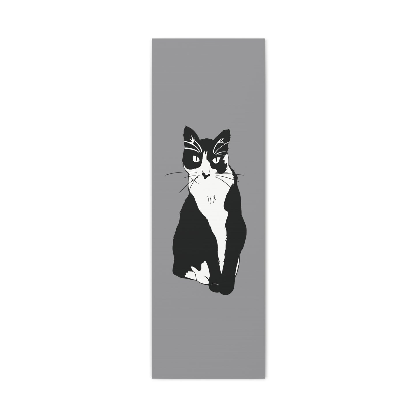Cat Canvas on Grey (B&W Style Cat) - Cat Drawing Art