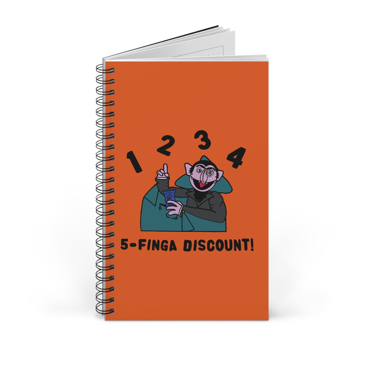 Five Finger Discount Notebook Orange - Sesame Street The Count Parody Notebook