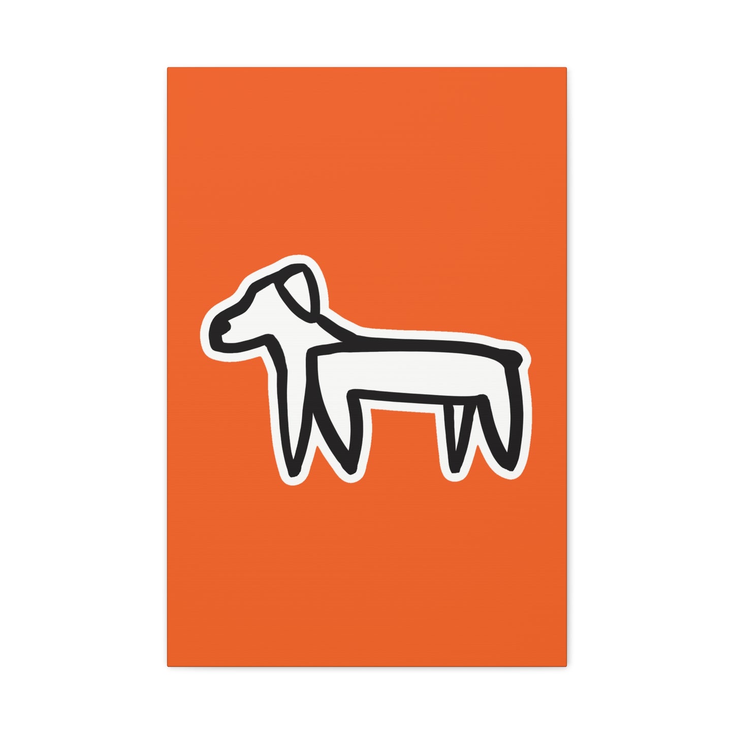 Dog Canvas Print on Orange (Sticker Style White Dog) - Dog Art Print