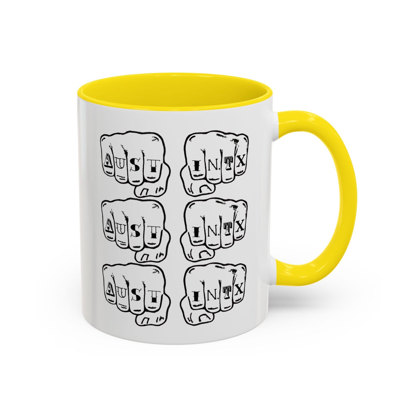 Austin Knuckle Tats Tattooed Fists Accent Mug Fists Stack Edition