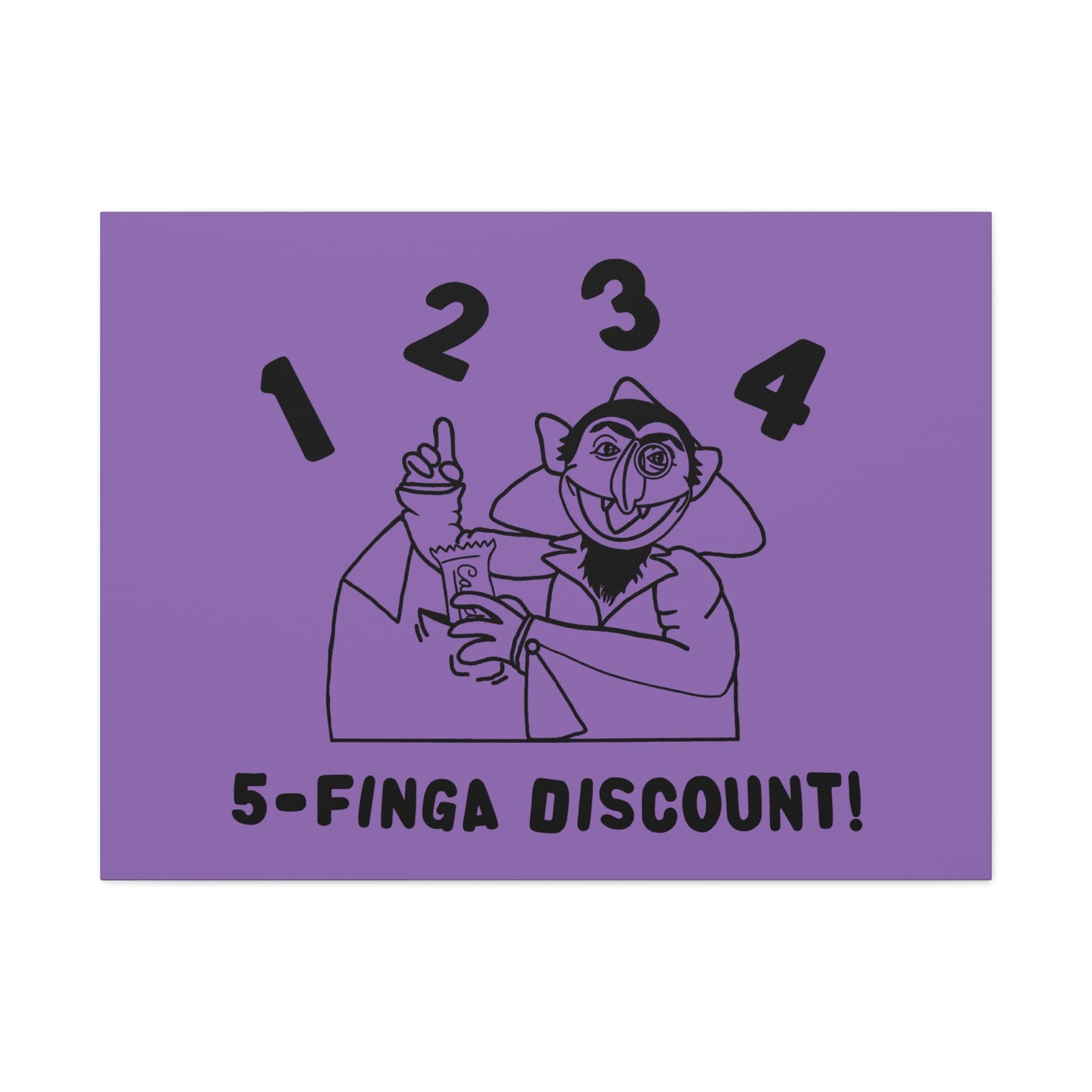 Five Finger Discount Outline Canvas Print Light Purple - Sesame Street The Count Parody Art Print