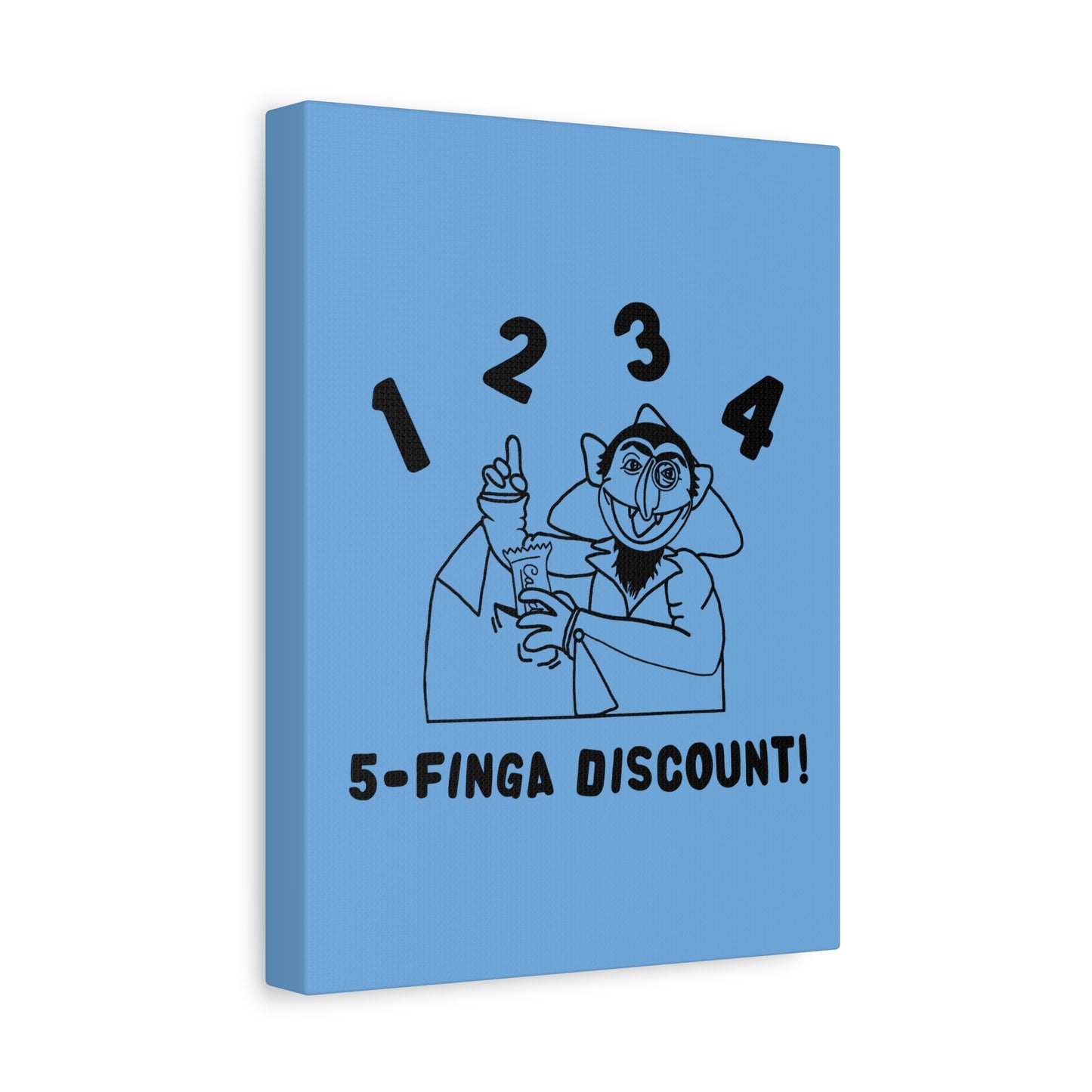 Five Finger Discount Outline Canvas Print Light Blue - Sesame Street The Count Parody Art Print
