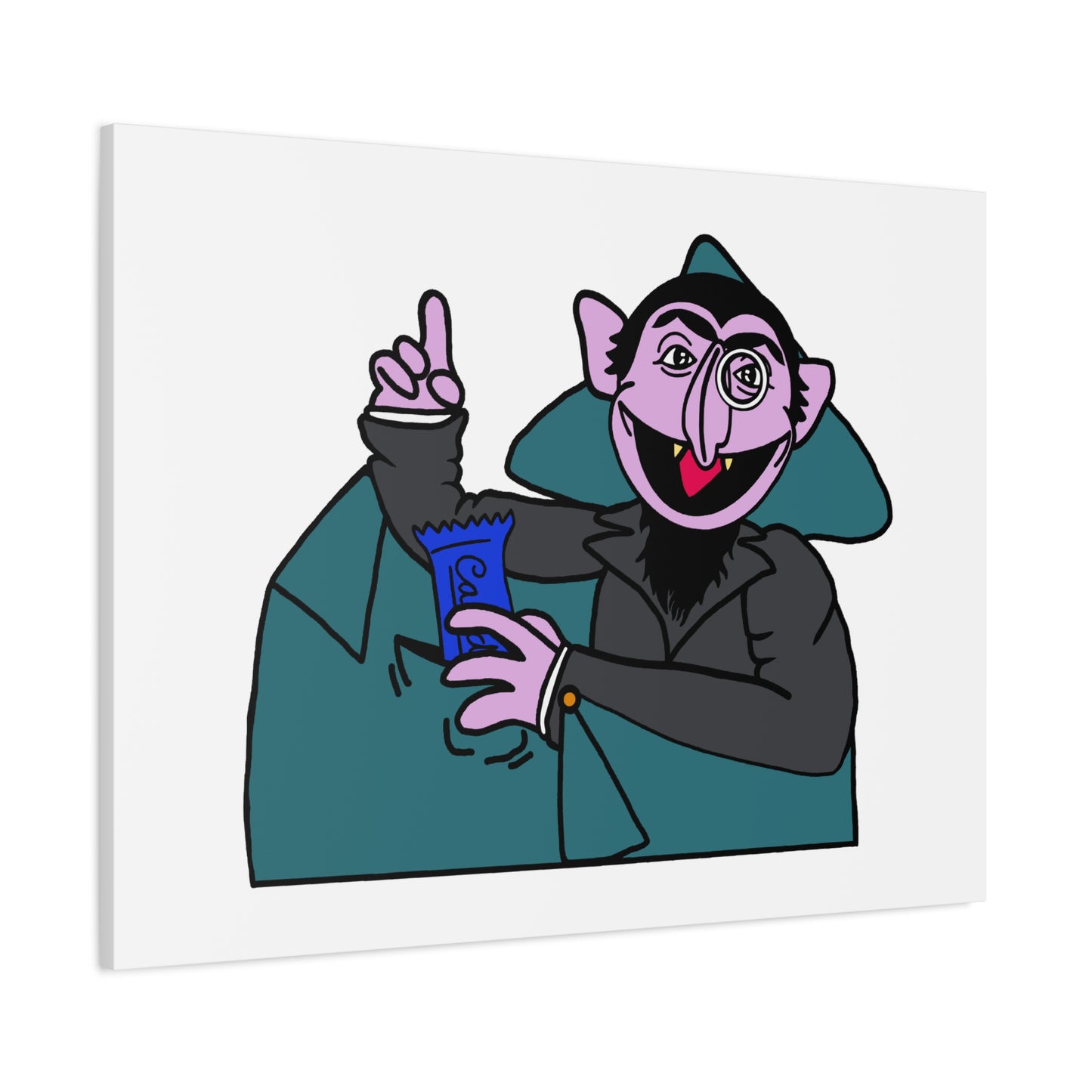 The Count Stealing Candy Canvas Print White - Sesame Street The Count Parody Art
